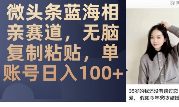 微头条蓝海相亲赛道，无脑复制粘贴，单账号日入100+-1