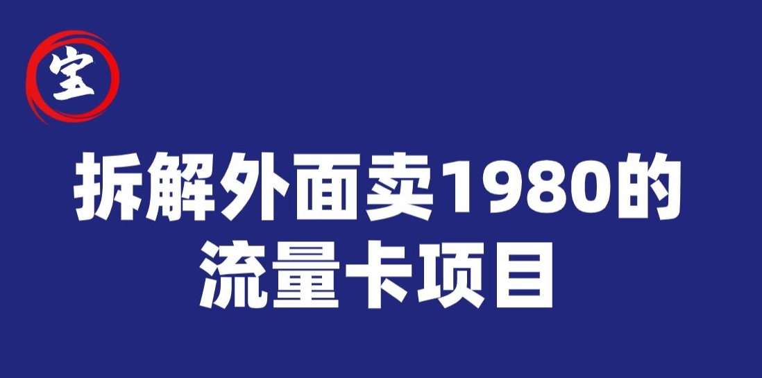 宝哥拆解外面卖1980手机流量卡项目，0成本无脑推广-创奇社 - AI前沿·副业变现·资源教程！