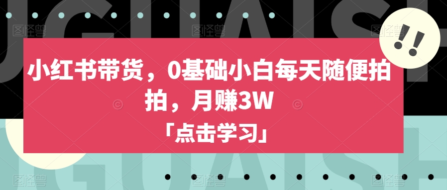 小红书带货，0基础小白每天随便拍拍，月赚3W【揭秘】-1