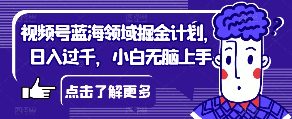 视频号蓝海领域掘金计划，日入过千，小白无脑上手【揭秘】-创奇社 - AI前沿·副业变现·资源教程！
