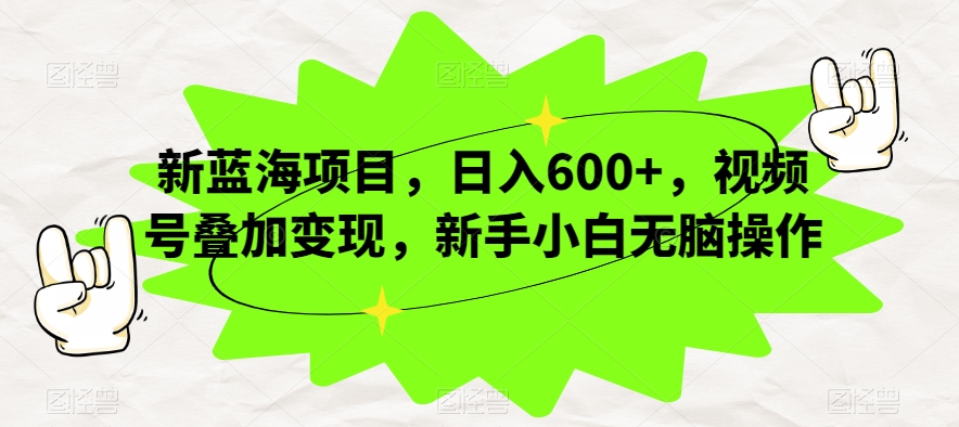 新蓝海项目，日入600+，视频号叠加变现，新手小白无脑操作【揭秘】-创奇社 - AI前沿·副业变现·资源教程！