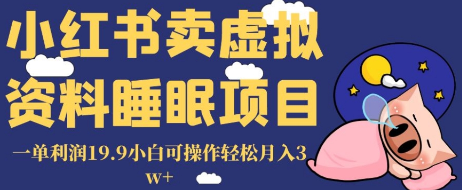 小红书卖虚拟资料睡眠项目，一单利润19.9小白可操作轻松月入3w+【揭秘】-1