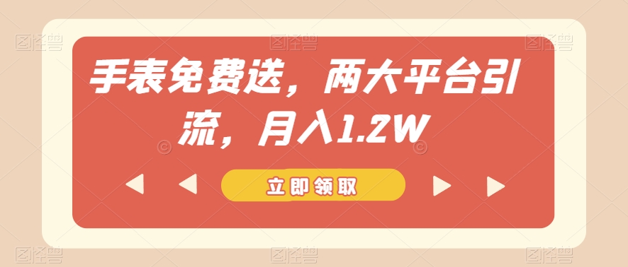 手表免费送，两大平台引流，月入1.2W【揭秘】-创奇社 - AI前沿·副业变现·资源教程！