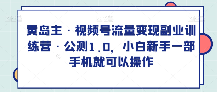 黄岛主·视频号流量变现副业训练营·公测1.0，小白新手一部手机就可以操作-创奇社 - AI前沿·副业变现·资源教程！