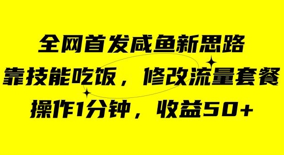 咸鱼冷门新玩法，靠“技能吃饭”，修改流量套餐，操作1分钟，收益50【揭秘】-1