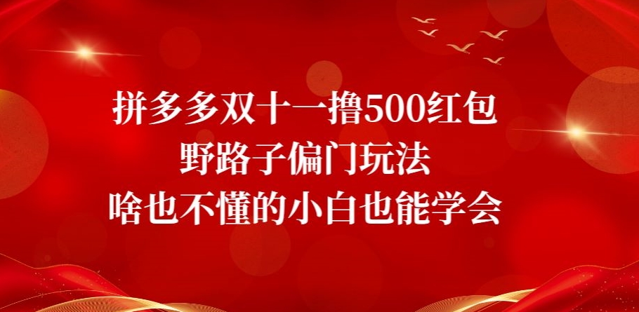 拼多多双十一撸500红包野路子偏门玩法，啥也不懂的小白也能学会【揭秘】-创奇社 - AI前沿·副业变现·资源教程！