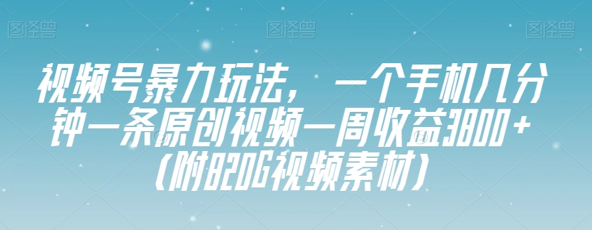 视频号暴力玩法，一个手机几分钟一条原创视频一周收益3800+（附820G视频素材）-创奇社 - AI前沿·副业变现·资源教程！