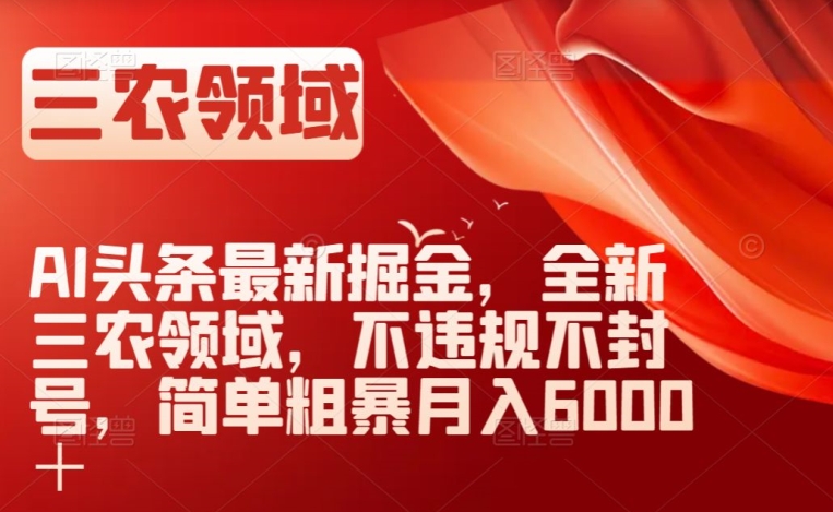 AI头条最新掘金，全新三农领域，不违规不封号，简单粗暴月入6000＋【揭秘】-1