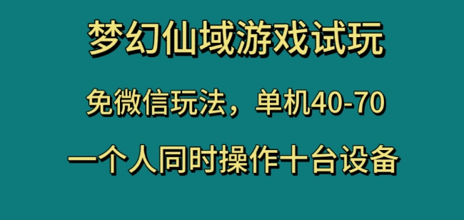 梦幻仙域游戏试玩，免微信玩法，单机40-70，一个人同时操作十台设备【揭秘】-创奇社 - AI前沿·副业变现·资源教程！