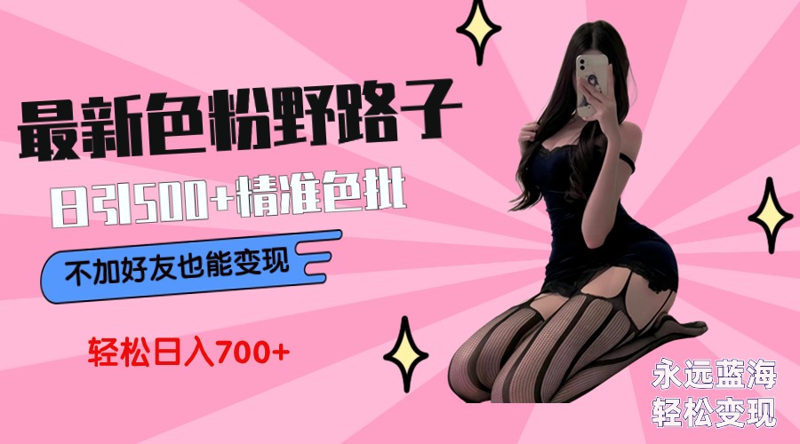 （9119期）最新色粉变现野路子，日引500+老色批 可不加好友直接变现 小白轻松日入700+-1