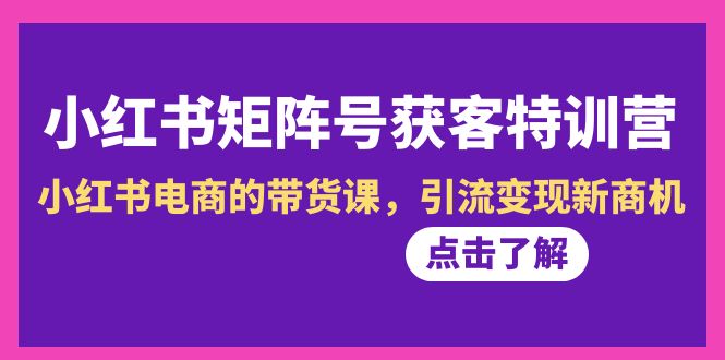 （8909期）小红书-矩阵号获客特训营-第10期，小红书电商的带货课，引流变现新商机-创奇社 - AI前沿·副业变现·资源教程！