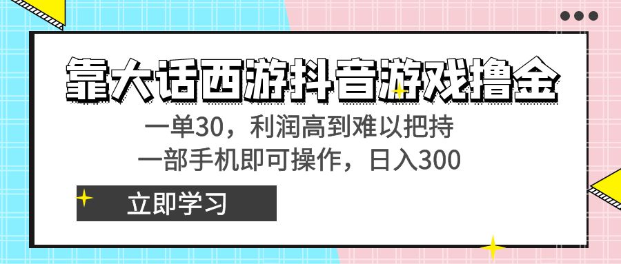 （8896期）靠大话西游抖音游戏撸金，一单30，利润高到难以把持，一部手机即可操作…-创奇社