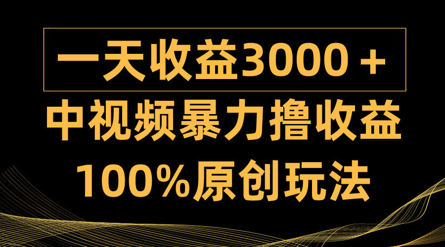 （9696期）中视频暴力撸收益，日入3000＋，100%原创玩法，小白轻松上手多种变现方式-创奇社
