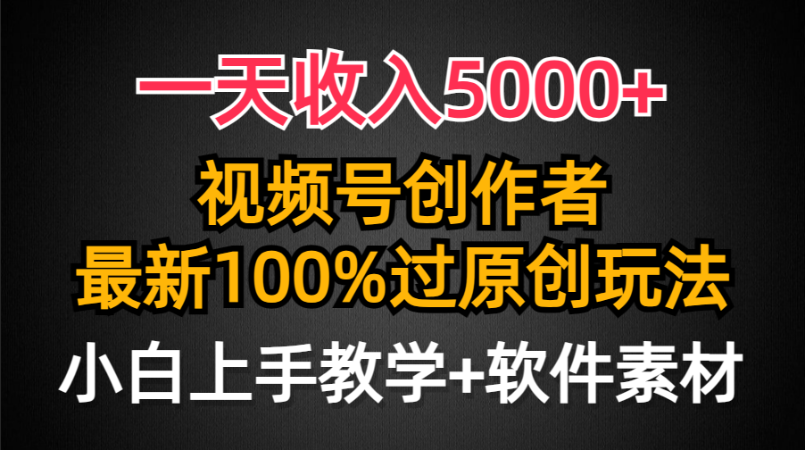 （9568期）一天收入5000+，视频号创作者，最新100%原创玩法，对新人友好，小白也可.-创奇社