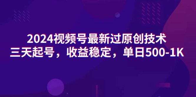 （9505期）2024视频号最新过原创技术，三天起号，收益稳定，单日500-1K-创奇社
