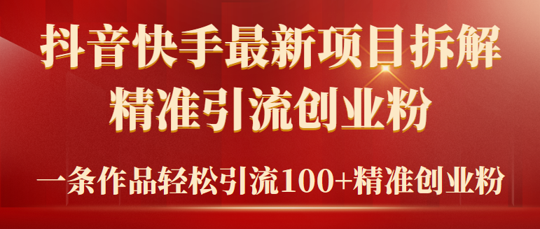（9447期）2024年抖音快手最新项目拆解视频引流创业粉，一天轻松引流精准创业粉100+-创奇社