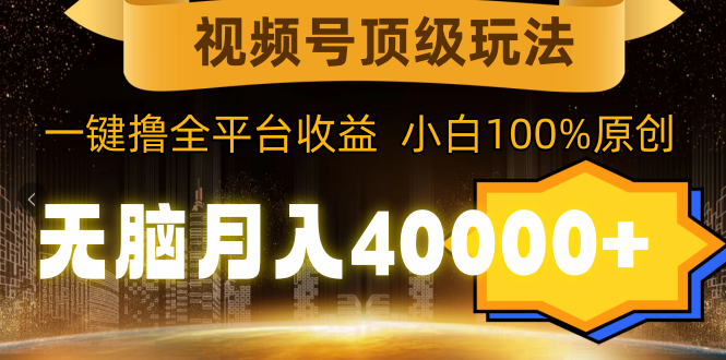 （9281期）视频号顶级玩法，无脑月入40000+，一键撸全平台收益，纯小白也能100%原创-创奇社
