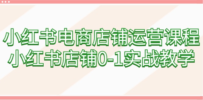 （9249期）小红书电商店铺运营课程，小红书店铺0-1实战教学（60节课）-创奇社