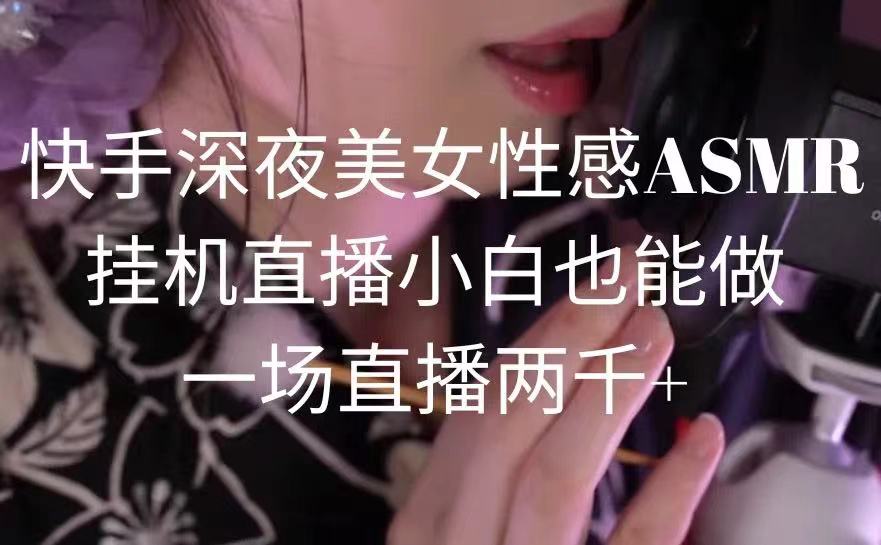 （9243期）快手深夜美女性感ASMR挂机直播，小白也能做，一场直播两千+-创奇社