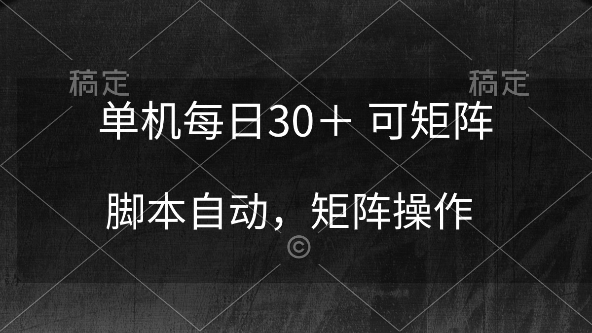 （10100期）单机每日30＋ 可矩阵，脚本自动 稳定躺赚-创奇社