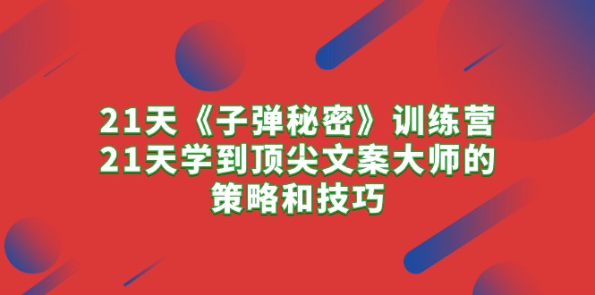 （10209期）21天《子弹秘密》训练营，21天学到顶尖文案大师的策略和技巧-创奇社