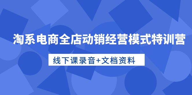 （10192期）淘系电商全店动销经营模式特训营，线下课录音+文档资料-创奇社