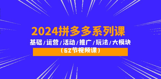 （10019期）2024拼多多系列课：基础/运营/活动/推广/玩法/大模块（62节视频课）-创奇社
