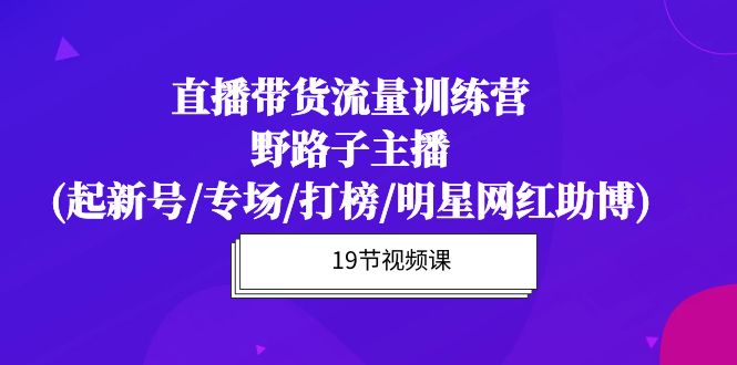 （10016期）直播带货流量特训营，野路子主播(起新号/专场/打榜/明星网红助博)19节课-创奇社