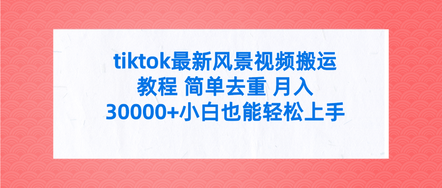 （9804期）tiktok最新风景视频搬运教程 简单去重 月入30000+附全套工具-创奇社