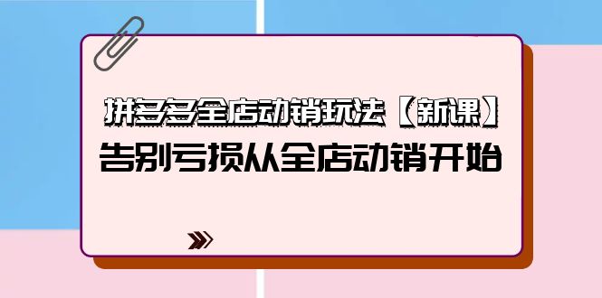 （9974期）拼多多全店动销玩法【新课】，告别亏损从全店动销开始（4节视频课）-创奇社