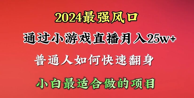 （10020期）2024年最强风口，通过小游戏直播月入25w+单日收益5000+小白最适合做的项目-创奇社 - AI前沿·副业变现·资源教程！