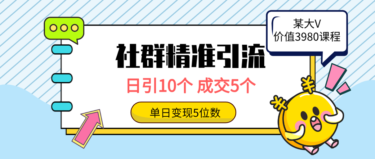 （9870期）社群精准引流高质量创业粉，日引10个，成交5个，变现五位数-创奇社