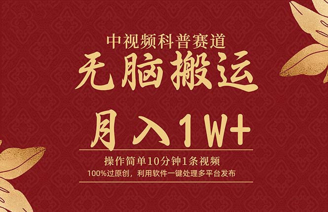 （9846期）中视频科普赛道，10分钟1条视频，条条爆款，100%过原创，无脑搬运月入1W+-创奇社