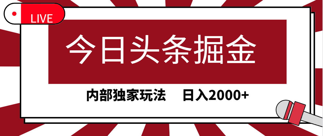 （9832期）今日头条掘金，30秒一篇文章，内部独家玩法，日入2000+-创奇社