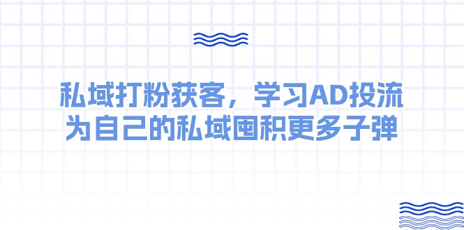 （10728期）某收费课：私域打粉获客，学习AD投流，为自己的私域囤积更多子弹-创奇社