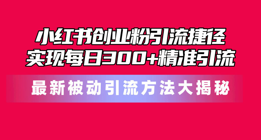（10692期）小红书创业粉引流捷径！最新被动引流方法大揭秘，实现每日300+精准引流-1