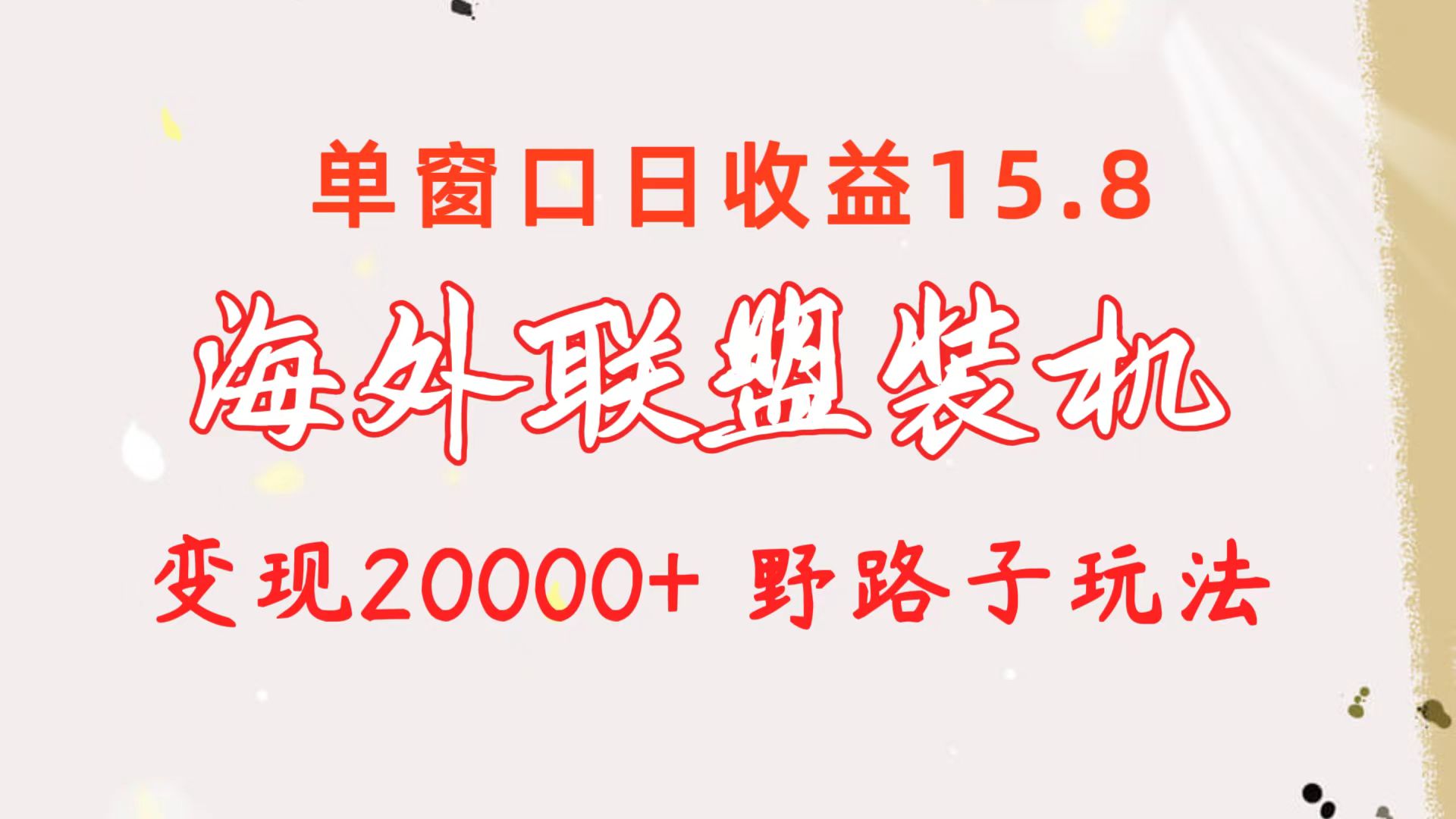 （10475期）海外联盟装机 单窗口日收益15.8  变现20000+ 野路子玩法-1