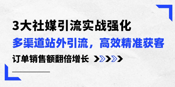 （10562期）3大社媒引流实操强化，多渠道站外引流/高效精准获客/订单销售额翻倍增长-创奇社