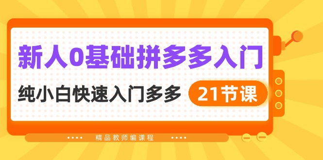 （10299期）新人0基础拼多多入门，​纯小白快速入门多多（21节课）-创奇社
