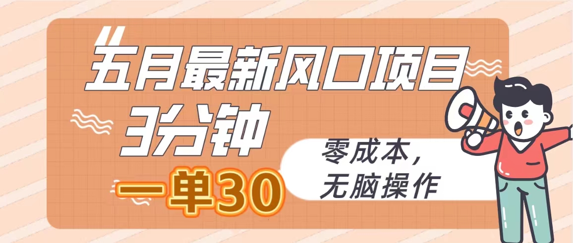 （10256期）五月最新风口项目，3分钟一单30，零成本，无脑操作-创奇社
