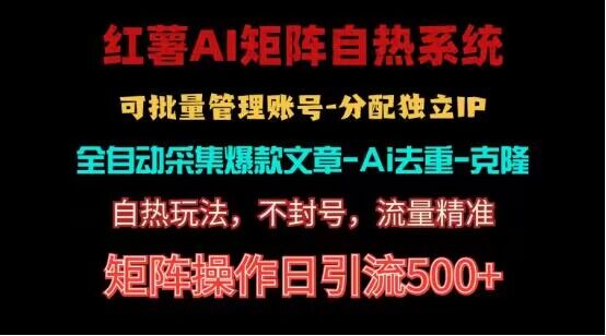 红薯矩阵自热系统，独家不死号引流玩法！矩阵操作日引流500+-创奇社 - AI前沿·副业变现·资源教程！