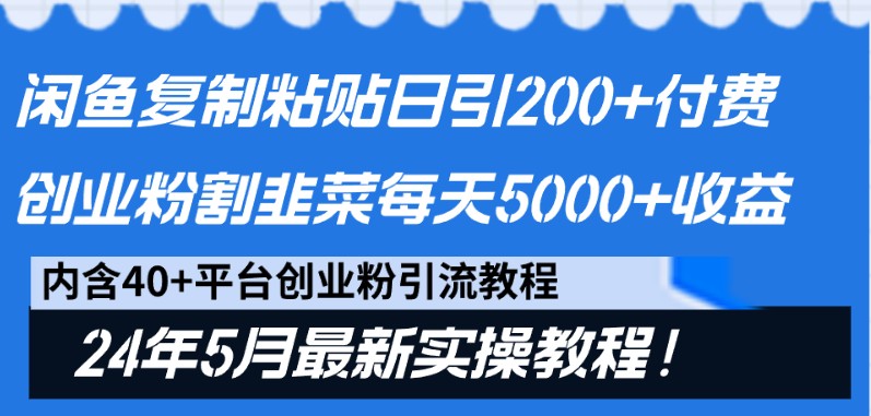 闲鱼复制粘贴日引200+付费创业粉，24年5月最新方法！割韭菜日稳定5000+收益-1