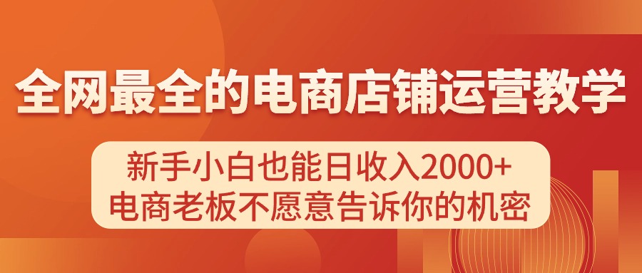 （11266期）电商店铺运营教学，新手小白也能日收入2000+，电商老板不愿意告诉你的机密-创奇社
