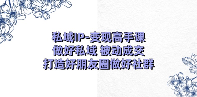 （11209期）私域IP-变现高手课：做好私域 被动成交，打造好朋友圈做好社群（18节）-创奇社