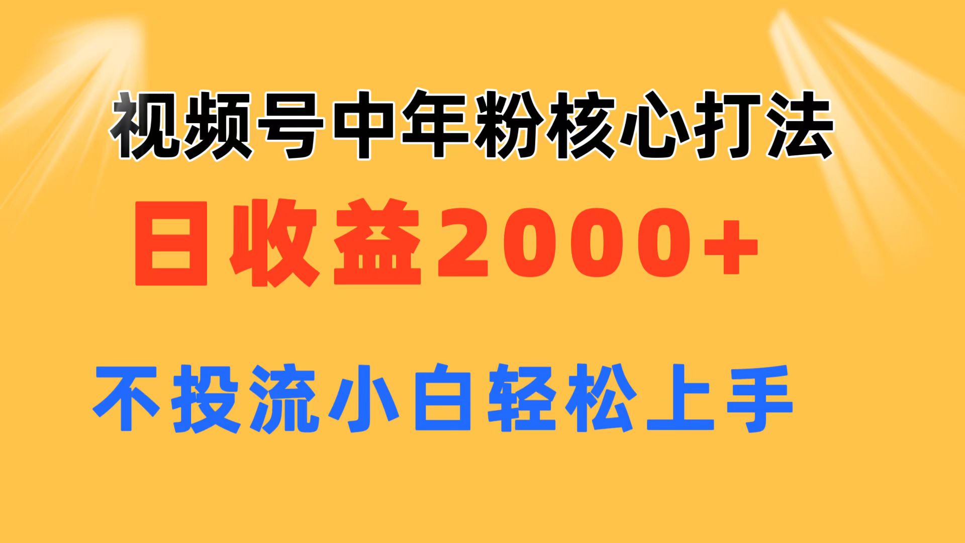 （11205期）视频号中年粉核心玩法 日收益2000+ 不投流小白轻松上手-创奇社