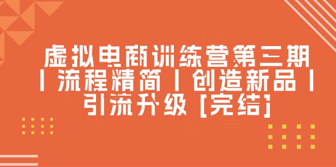 （10960期）虚拟电商训练营第三期丨流程精简丨创造新品丨引流升级-创奇社