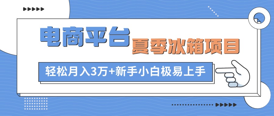 （10934期）电商平台夏季冰箱项目，轻松月入3万+，新手小白极易上手-创奇社