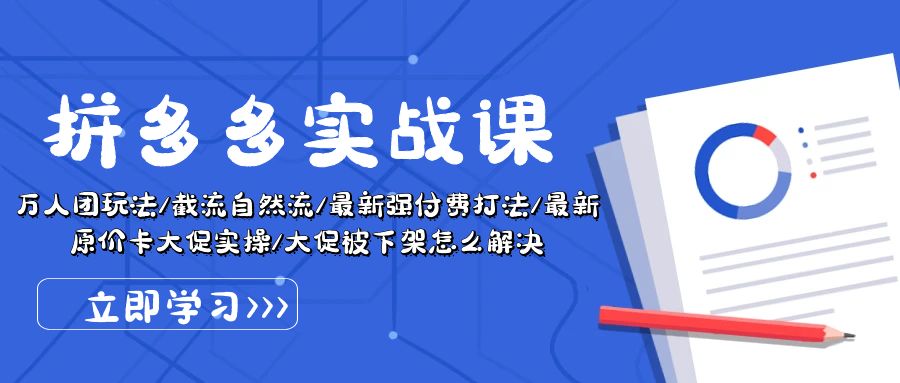（10865期）拼多多·实战课：万人团玩法/截流自然流/最新强付费打法/最新原价卡大促..-创奇社