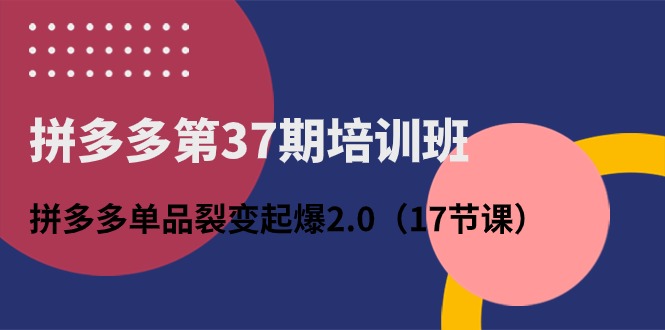 （10835期）拼多多第37期培训班：拼多多单品裂变起爆2.0（17节课）-创奇社