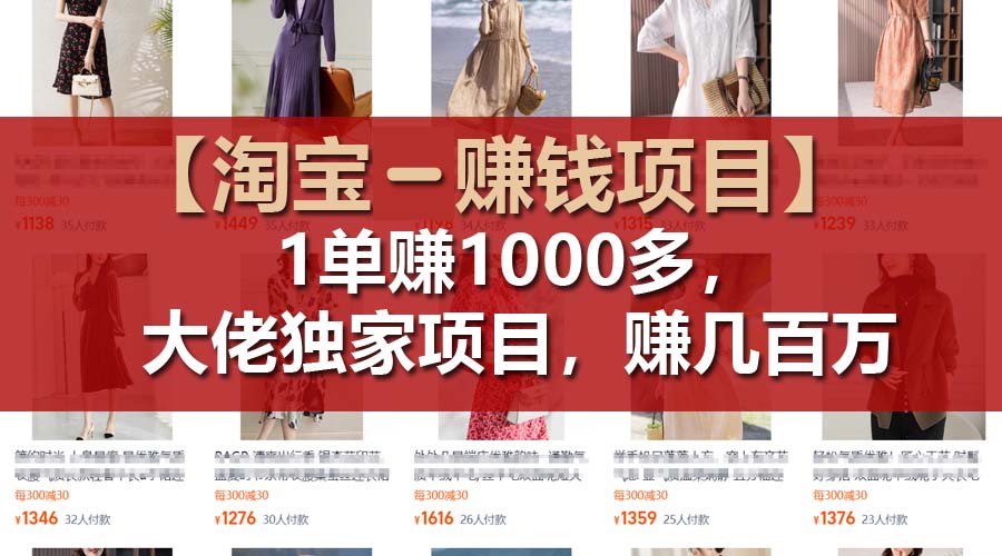 （11685期）【淘宝赚钱项目】1单可赚1000多，大佬独家项目，年赚几百万-创奇社